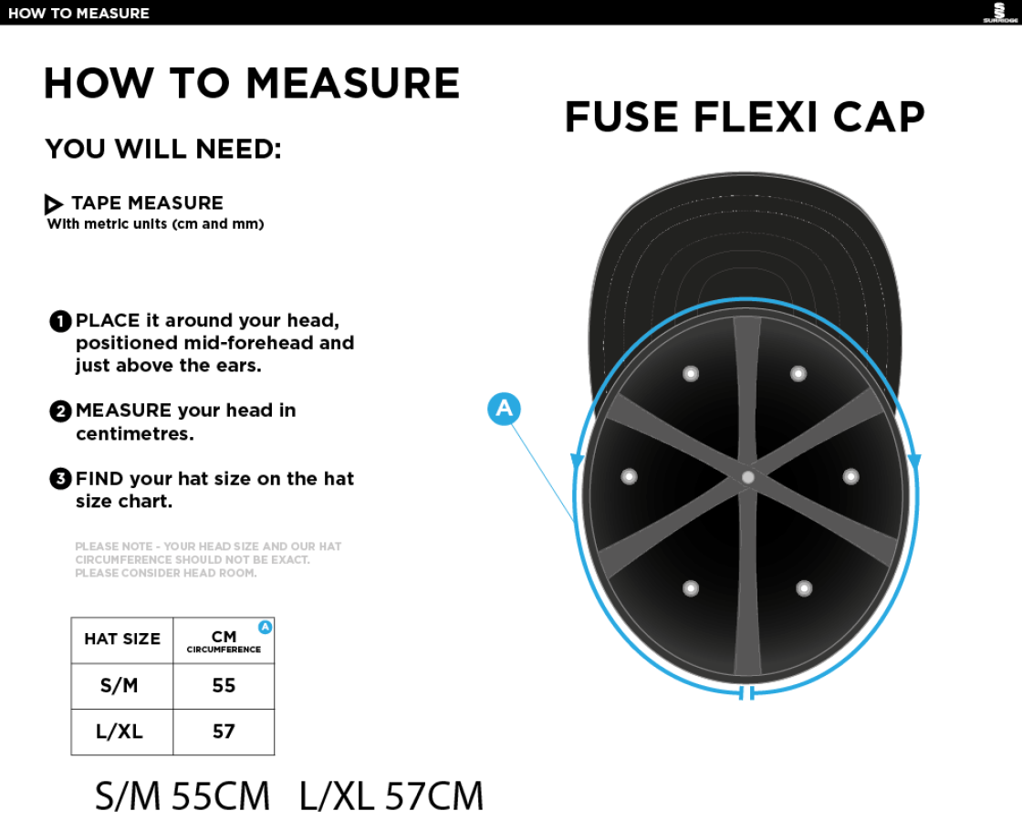 Adults - Fuse Flexi Cap - Size Guide