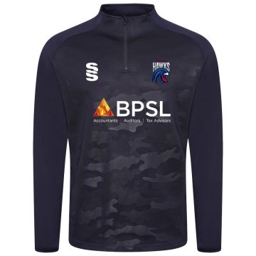 U13 Hawks - Camo 1/4 Zip Performance Top : Navy
