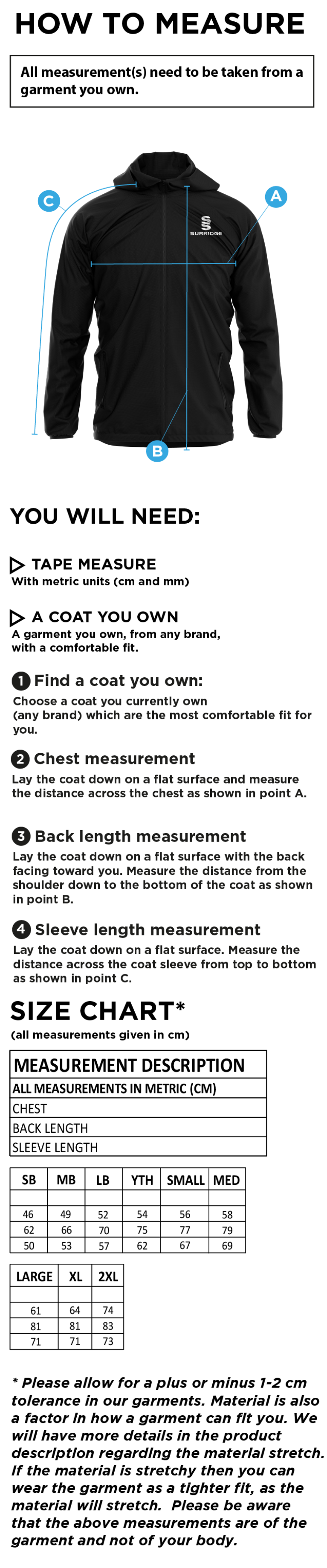 U17 Falcons - Dual Elite 1/4 Zip Hoody / Rain Jacket : Navy - Size Guide